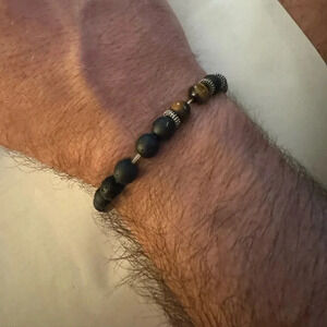 Tiger's eye and black stone bracelet #tigereye #jewellery